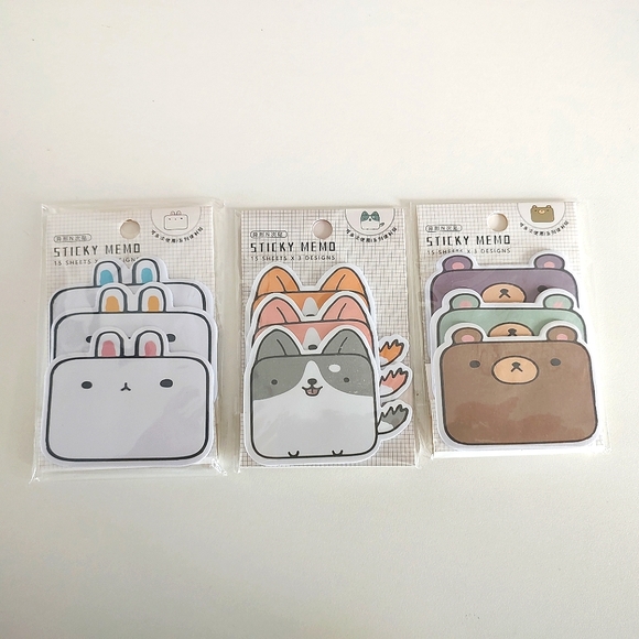 Rabbit, dog, bear kawaii sticky notes set - Picture 4 of 7